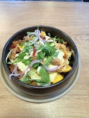 loaded scoop fries pulled chicken truffel saus